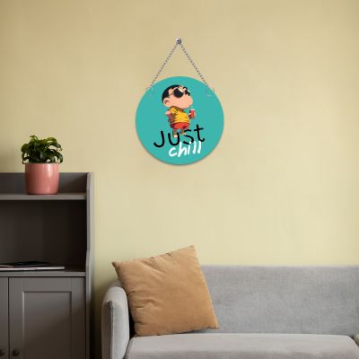 Just Chill Cartoon Round Wall Hanging Fun Kids' Room Decor  Shin-chan Theme Anime Character Wall Art  Birthday Gift for Boys, Girls & Anime Lovers